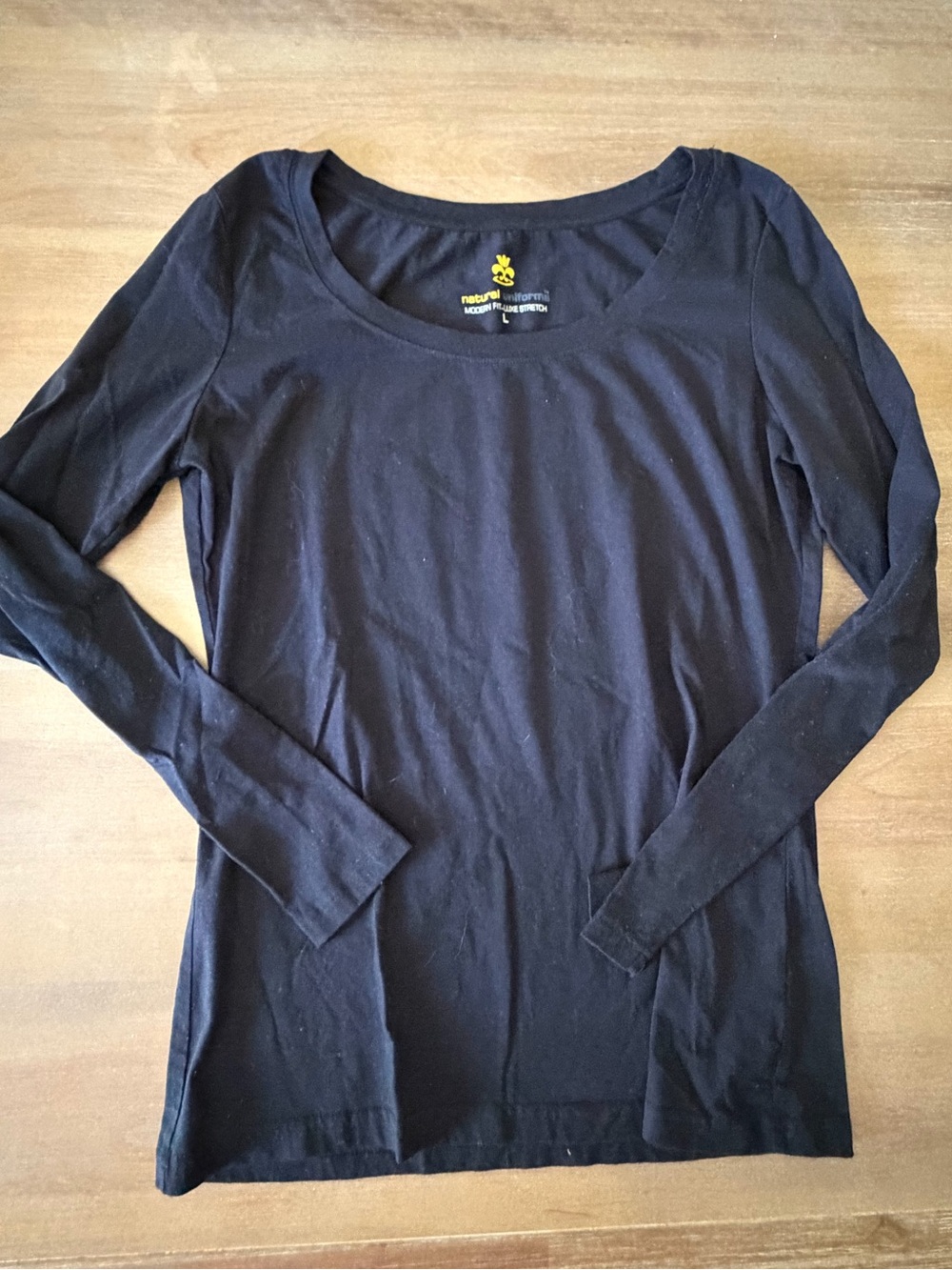Natural Uniforms Modern Luxe Stretch  Black Scoop Neck Long Sleeve Under Tee, L